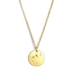Lucky Feather Gold Tone Zodiac Necklace Capricorn Crystal Accents New